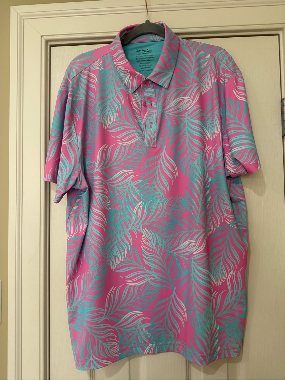 Birdiebound Short-Sleeve Polo - Pink & Teal